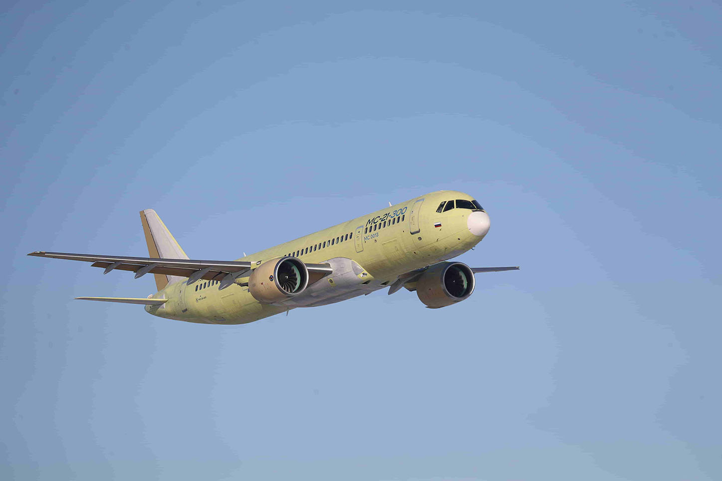 Airliner MC-21-300 with wings made of Russian composites performs its first flight